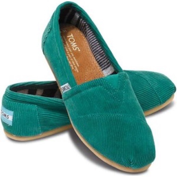 TOMS Green Corduroy Slippers