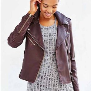 Members Only Leather Vegan Jacket in Plum