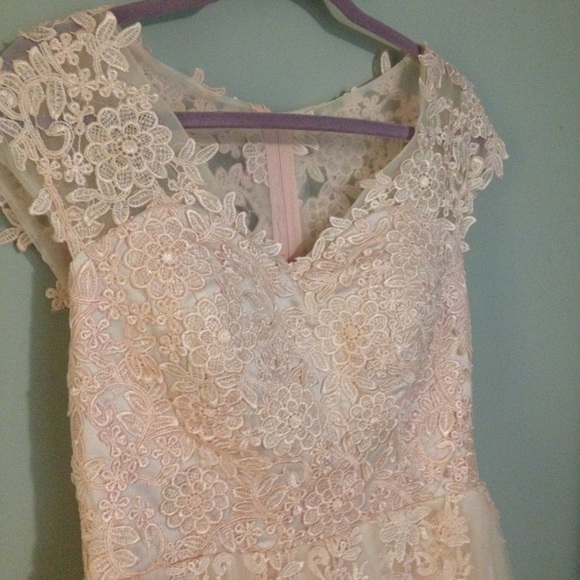 New! Pink/blush floor length gown with small train