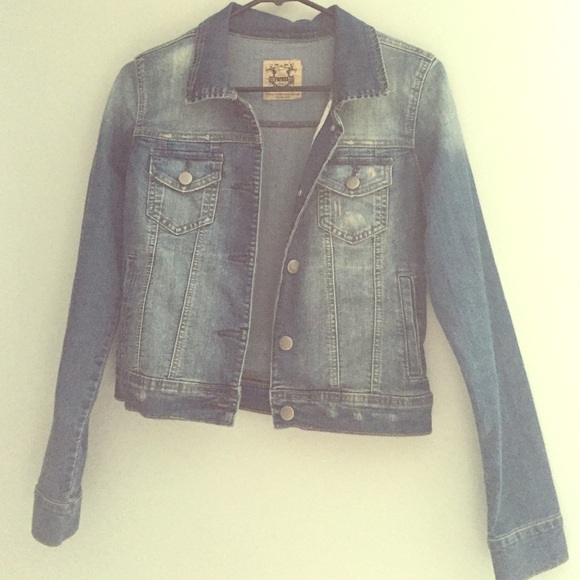 Distressed jean jacket