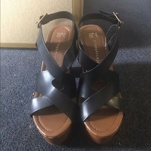 chunky brown platform heels