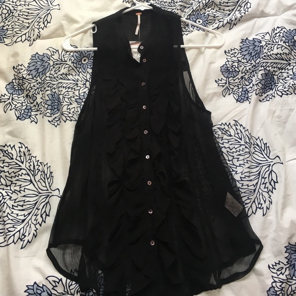 Free People Ruffle Button Down