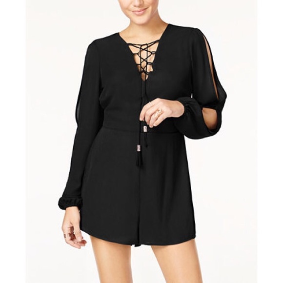 Cold Shoulder Lace-Up Romper