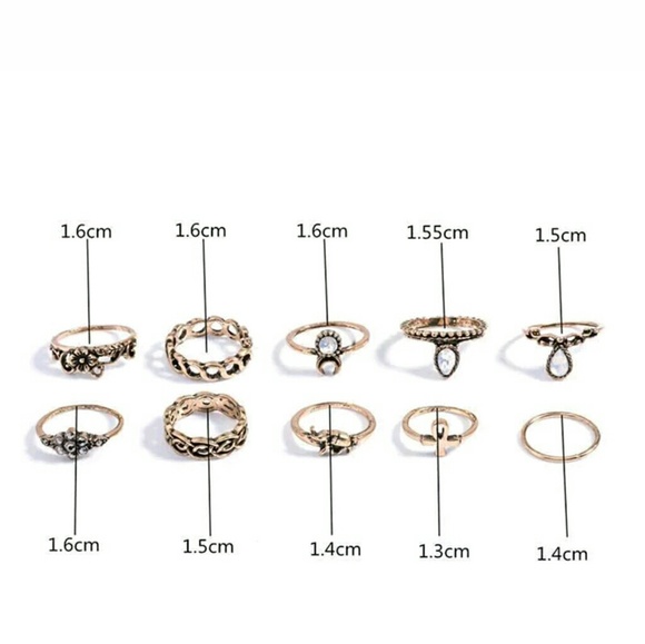 🍀10 pcs women punk vintage knuckle rings trival🔥 - Picture 5 of 5