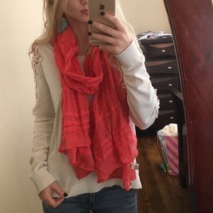 Coral Embroidered Scarf