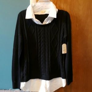 Black and white sweater/dress shirt