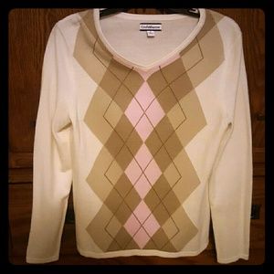 Croft & Barrow Cream Argyle Sweater