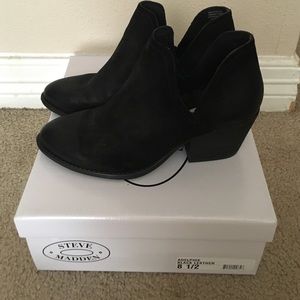 Black leather booties