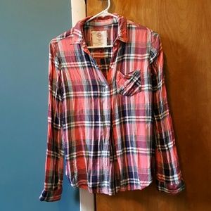 Womans small pink plaid shirt