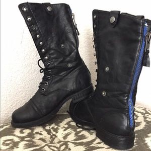 Madden Girl black convertible combat boots