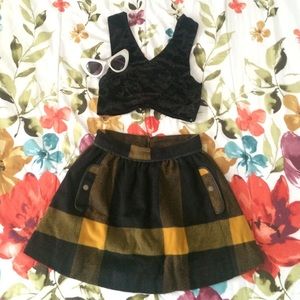Free People yellow buffalo plaid skirt