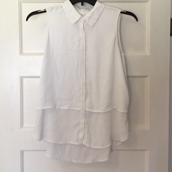 Pleione White Collared Polyester Tank