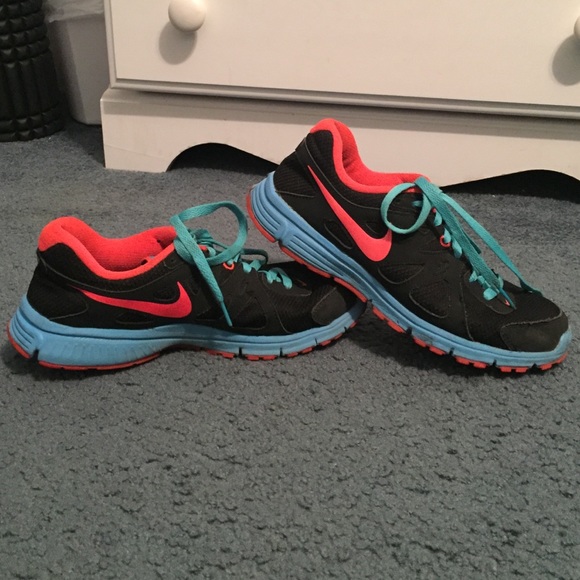 Black, blue and pink Nike Sneakers. Size 8.