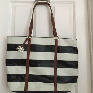 Large black and white stripe tote
