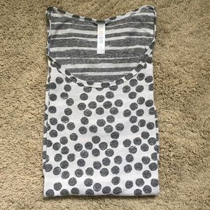 LulaRoe classic tee, heather gray and off-white