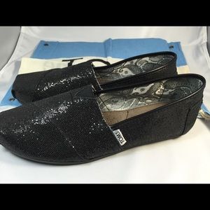 Toms Women Black Glitter Shoe Size 8