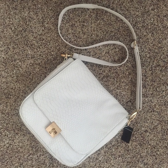 White Snake Skin Cross Body Purse