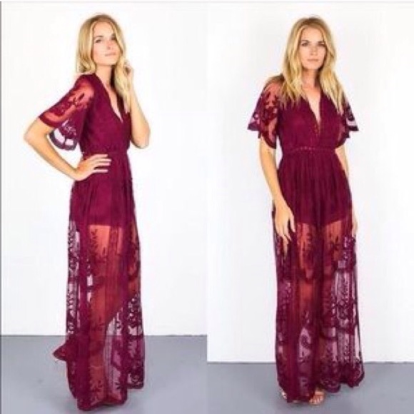 Burgundy Maxi Romper