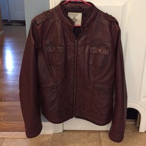Maroon, Sonoma faux leather jacket.