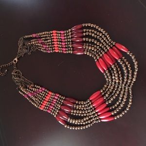 Red tones Bib necklace