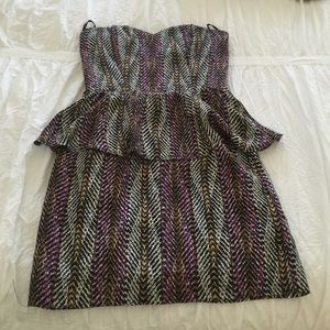 Strapless peplum cocktail dress