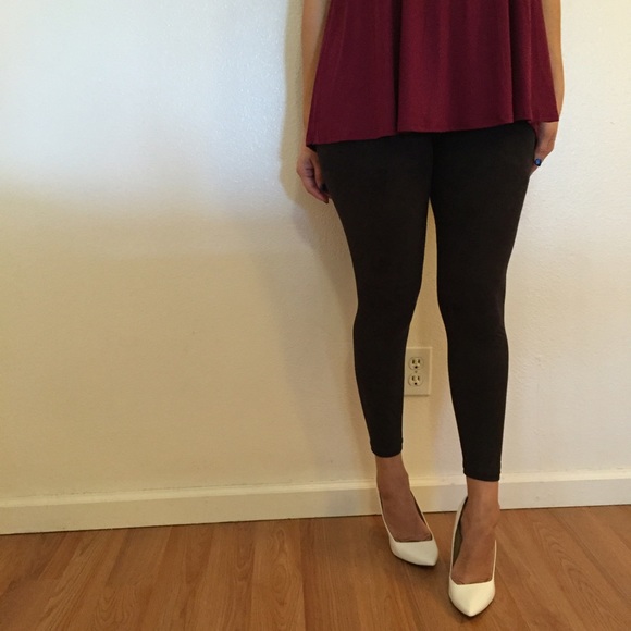LAST S/M Black Suede Leggings - Picture 2 of 4