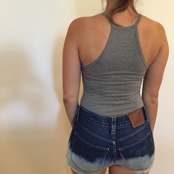 •LAST 1• Heather Grey High Neck Cami Bodysuit - Picture 2 of 4