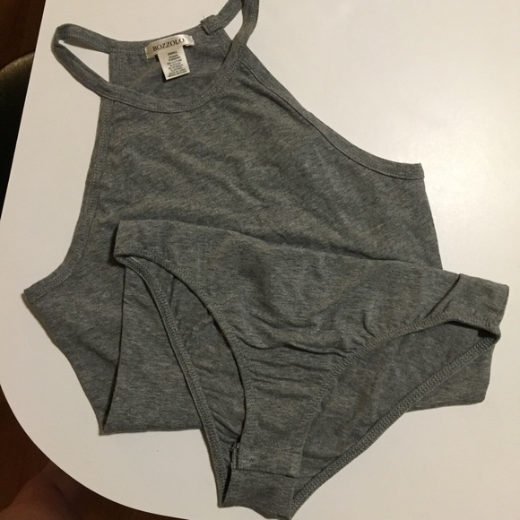 •LAST 1• Heather Grey High Neck Cami Bodysuit - Picture 4 of 4