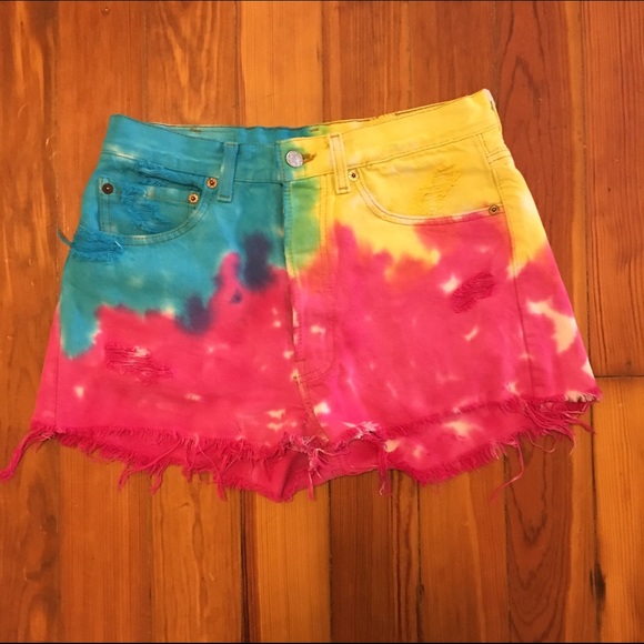 Tie dye cutoff shorts
