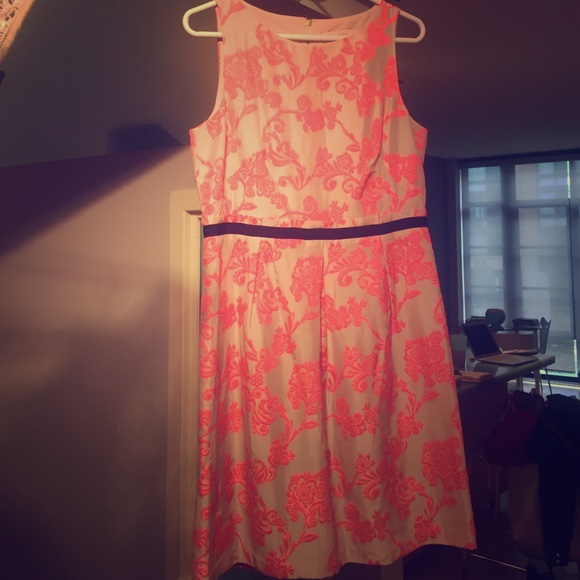 Ann Taylor LOFT neon pink floral dress.