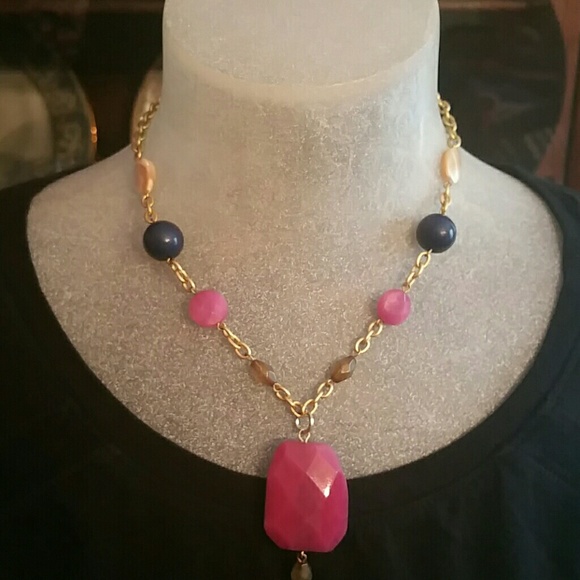 Matte Goldtone Beaded Necklace Metrostyle