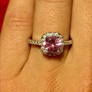 Pink and CZ ring, size 7
