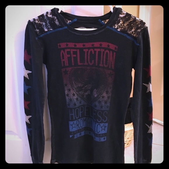 Affliction thermal l/s top w/ lace from The Buckle