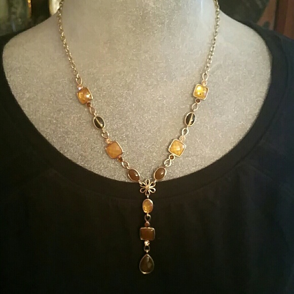 Brown and Amber Beaded Necklace