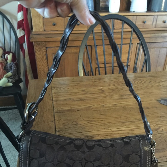 Coach Signature C Chocolate Handbag Purse - Picture 3 of 4