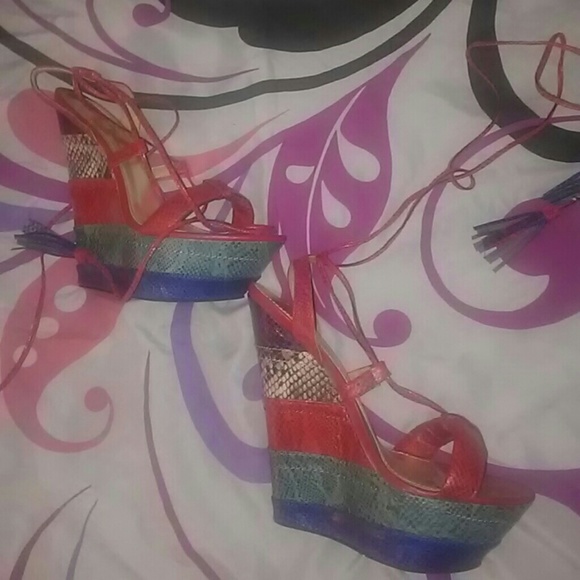 Wild Pair Multi Colored Palace Wrap Wedges