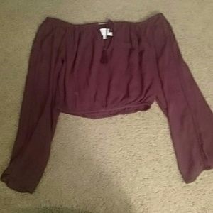 Kendall and Kylie off shoulder long sleeve crop