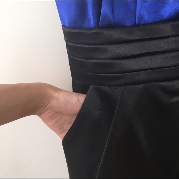 Blue and Black Strapless Dress - Picture 3 of 3