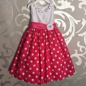 Toddler girls holiday dress. Hot pink and white.