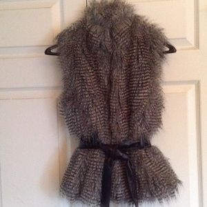 Faux fur vest with belt  NWT