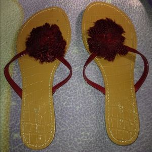 Bamboo Red Poppy Flower Sandals