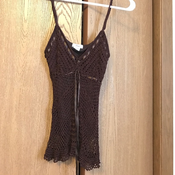 Brown crochet tank top