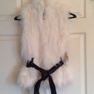 Faux fur vest with belt  NWT