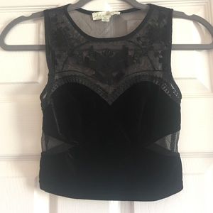 Lace velvet crop top clubbing sexy