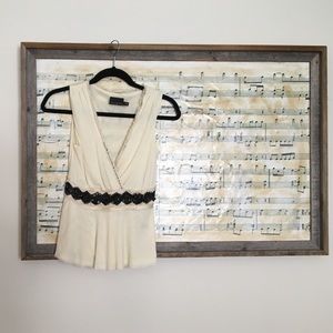 The Limited creme and black beaded blouse