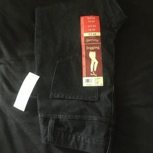 Black metallic jeggings