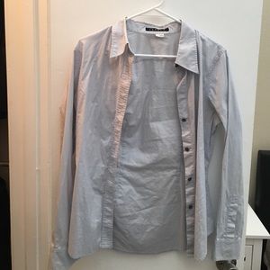 Theory button down baby blue shirt women's