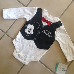 NWT Mickey Mouse 1st Christmas Bodysuit