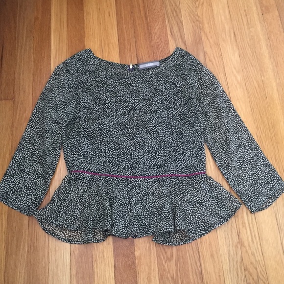 Peplum top - black / white / pink - size small - Picture 1 of 4