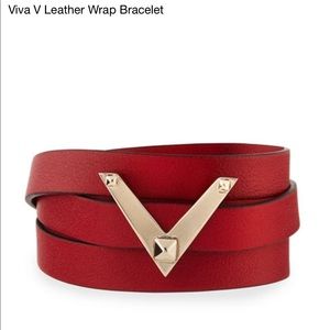 Valentino Viva V Leather Wrap Bracelet